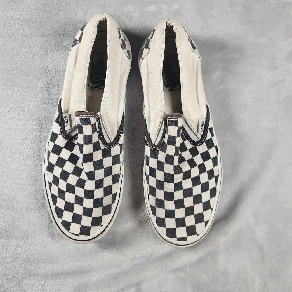 Vans Classic Slip-On Checkerboard Black White Skate Shoes Men's Size 9 Casual